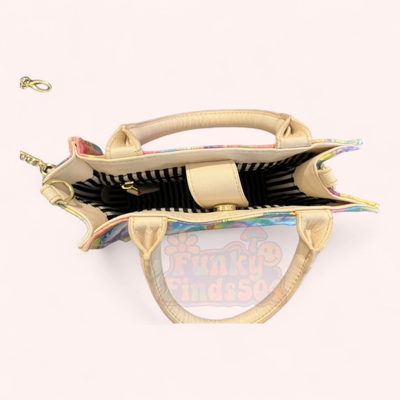 Betsey Johnson Psychedelic Watercolor Mini Tote w Crossbody Strap Pre-Loved - Picture 9 of 12